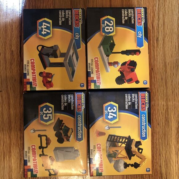 Make-It Blocks City, Construction &Gas Mini Figures Lot of 4 - New in Box - Picture 1 of 2